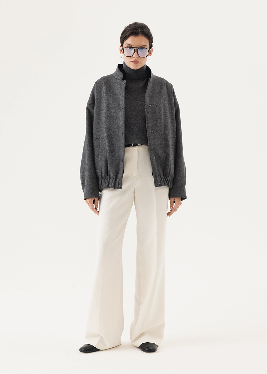 Кашемировый бомбер с подстежкой из стриженной норки