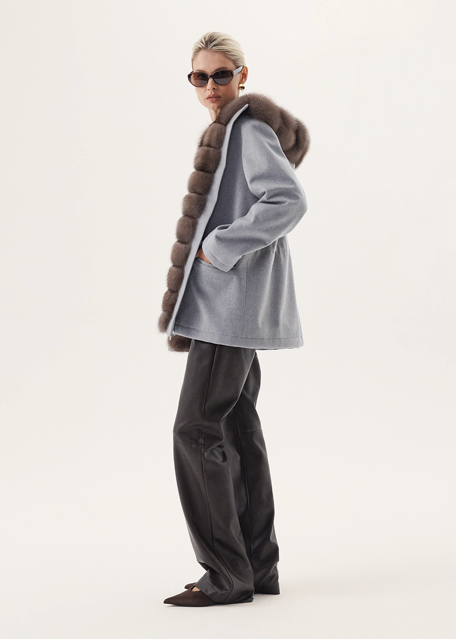 Парка из кашемира на мембране с отделкой из меха соболя