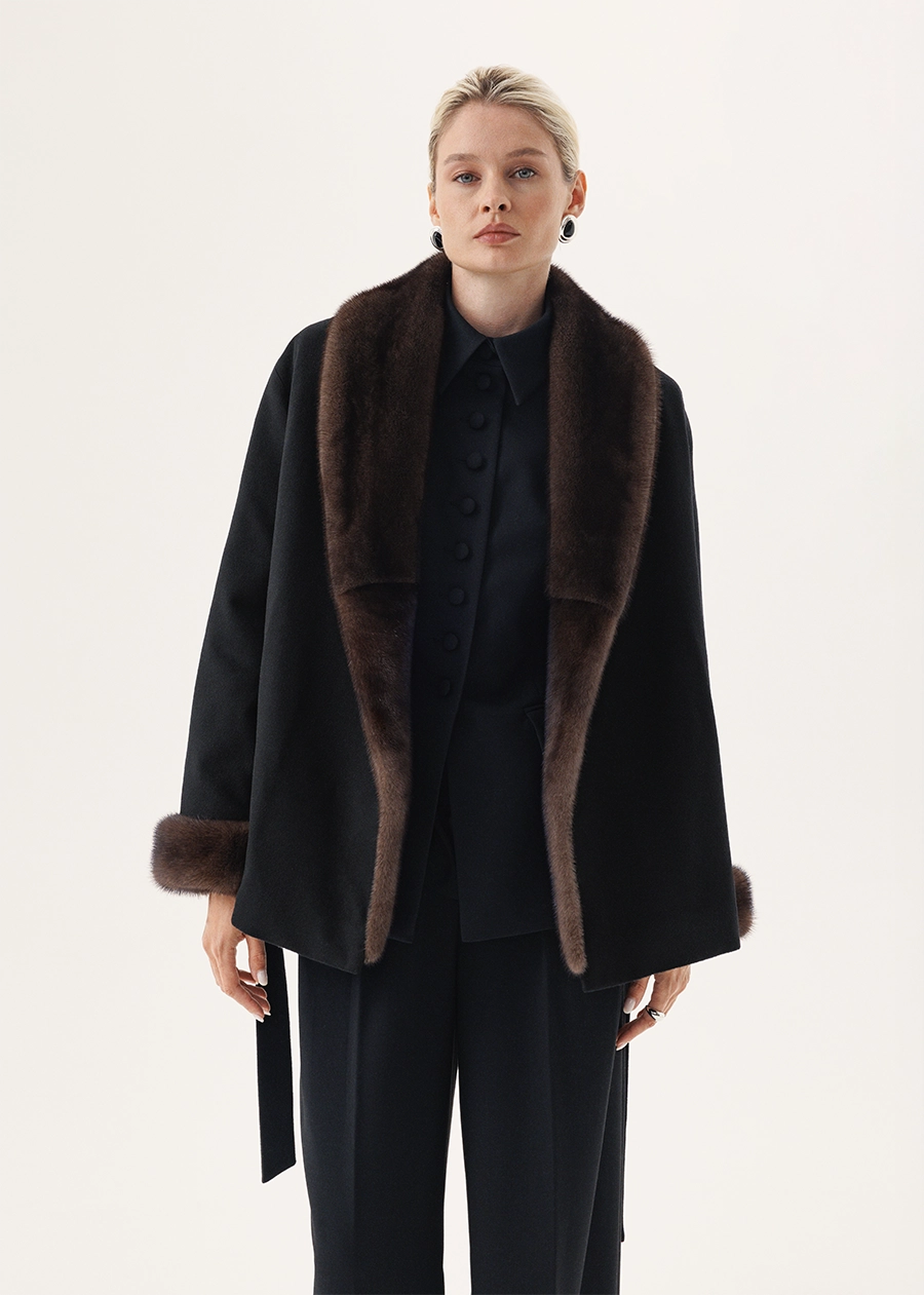 Кашемировая куртка с подстёжкой из меха норки