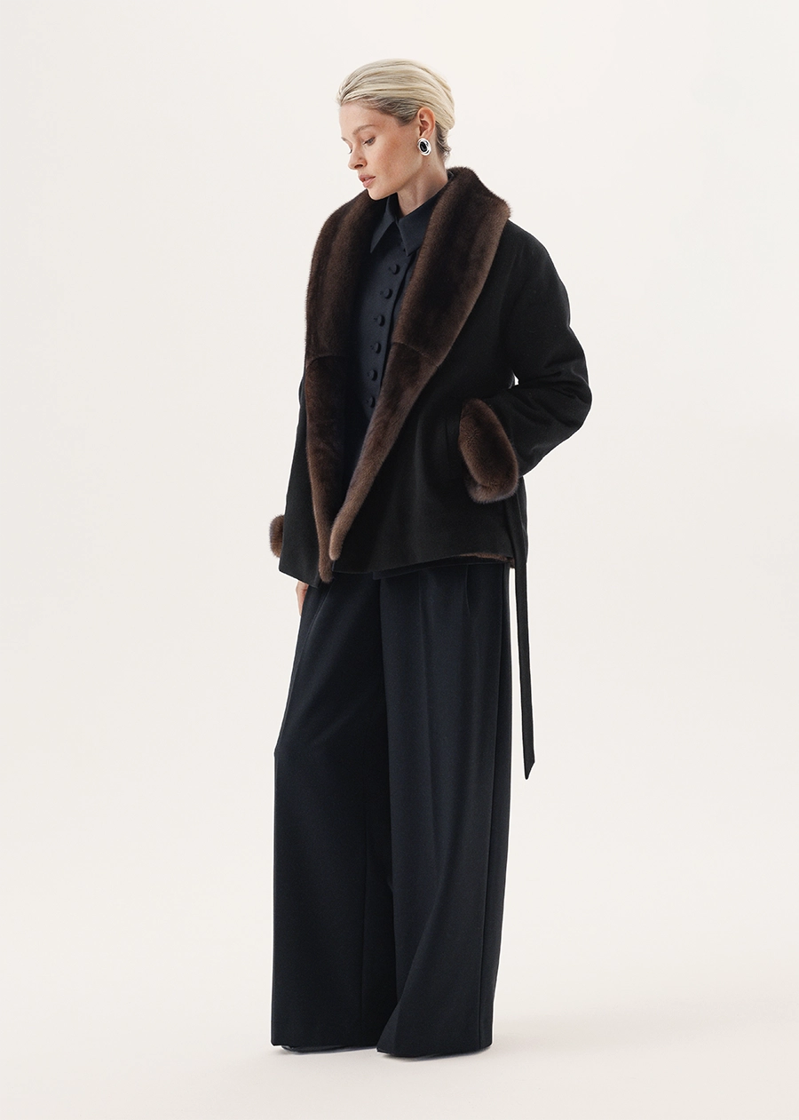 Кашемировая куртка с подстёжкой из меха норки